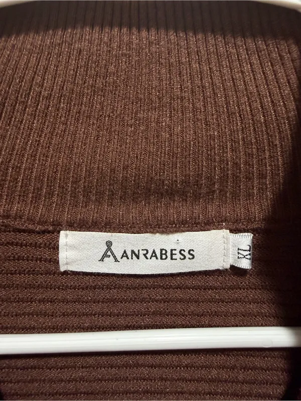Brown ribbed sweater half zip cozy comfy fall travel elevated basic lounge relax Size XL - Image 8