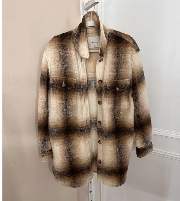 Aritzia Wilfred Free The Ganna Shirt Jacket Brown Tan size Small - Image 4