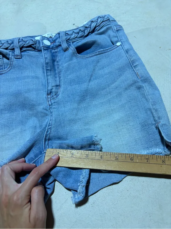 Judy blue Light Blue Braided-Waist Denim Shorts small - Image 3