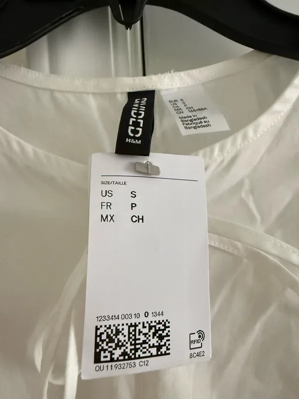 H&M White Puff Sleeve Tie Front Mini Dress - Image 6