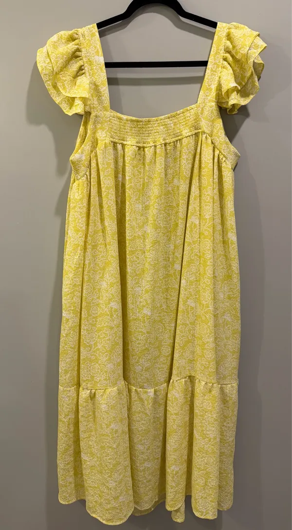 Perch by Blu Pepper Flutter Sleeve Square Neck Floral Maxi Dress Yellow - Image 3