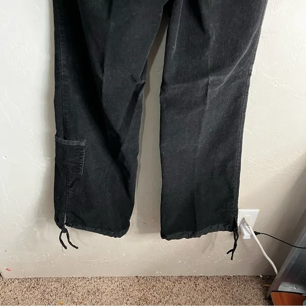 Moda International Vintage Black Corduroy‎ Wide Leg Baggy Adj. Cinch Ankle Pants - Image 9