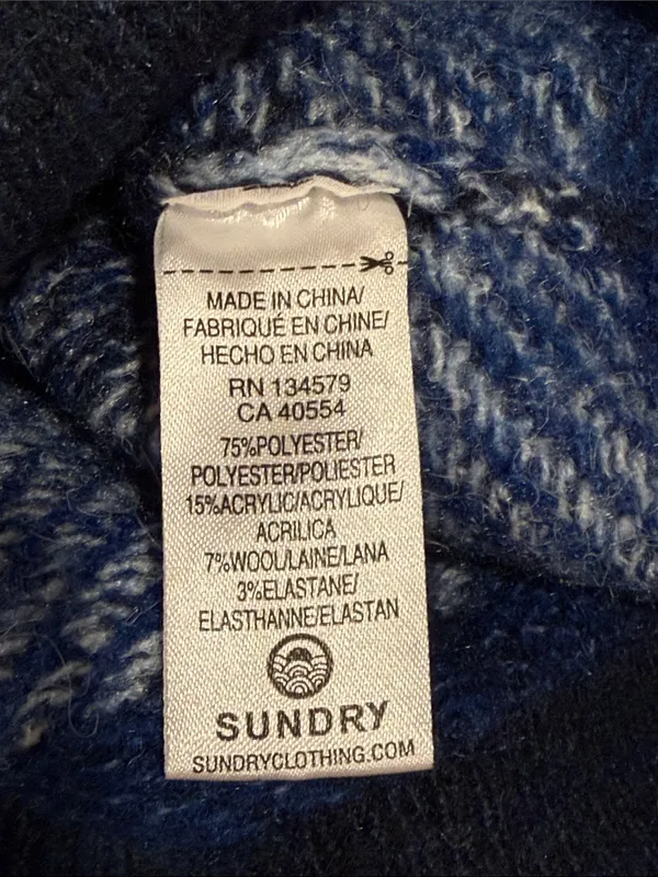 Sundry Navy Fair Isle Crewneck Sweater with Rust & Royal Blue Accents - Image 5