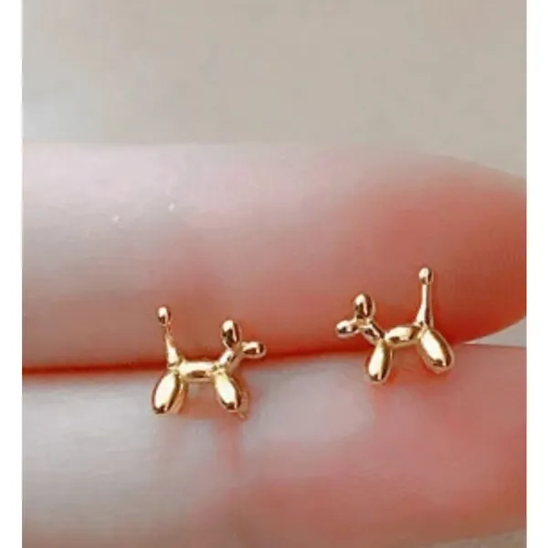 NEW Dainty Unisex Gold‎ Plated Sterling Balloon Dog Earrings, 0.7 x 0.7cm - Image 8