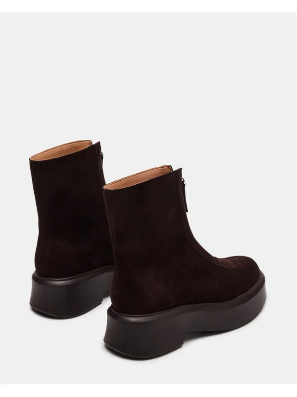 Steve Madden Women's Jones Ankle Boots Brown Suede, Lug Zip Moto Size 6.5 - Image 6