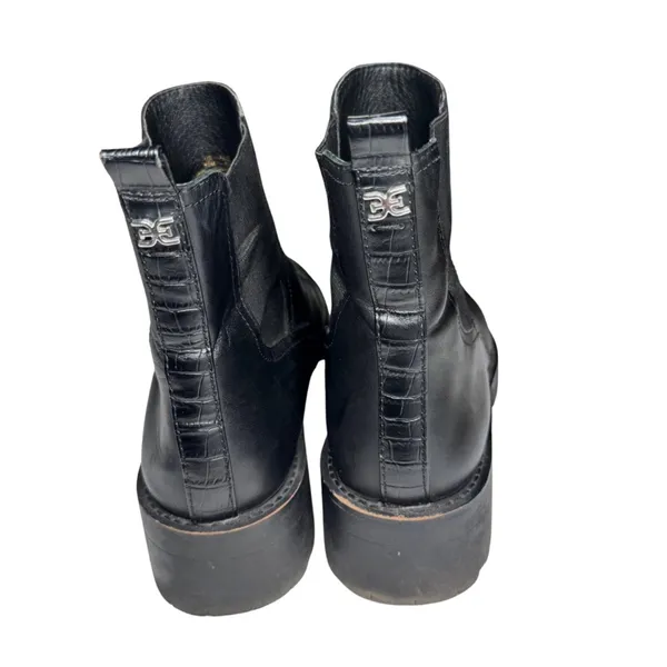 Sam Edelman Justina Chelsea Black Ankle Boots with Platform Sole 10 leather moto - Image 4