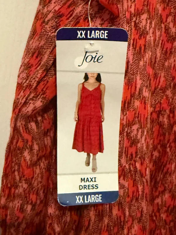 Joie Red Printed V-Neck Maxi Dress - Image 4