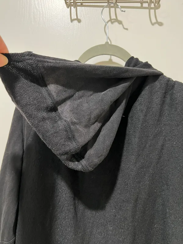 Free People Wool Blend Hood Asymetric Black Jacket Sz L - Image 14