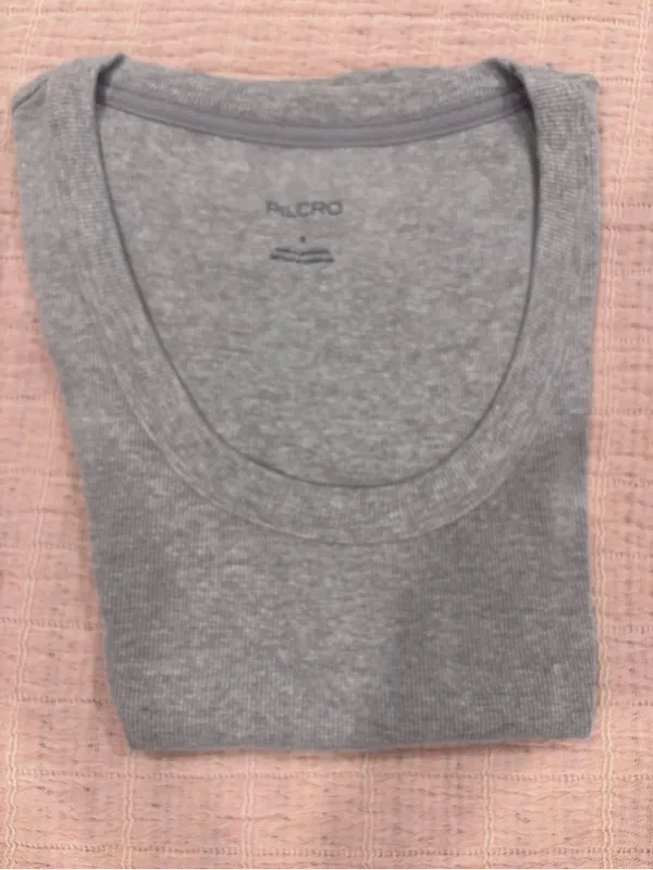 Anthropologie Heather Gray Ribbed Scoop Neck Tee size Small NWT - Image 10