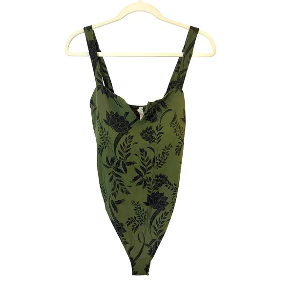 Intimately Free People Pippa Printed V-Wire Bodysuit in Army Combo sz. L - Image 3