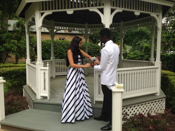 David's Bridal Chevron Prom Dress - Image 6