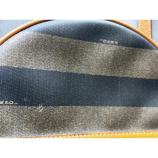 Fendi Pequin Canvas Round Hatbox Bag 10" Brown Black Vintage 80s Crossbody - Image 16