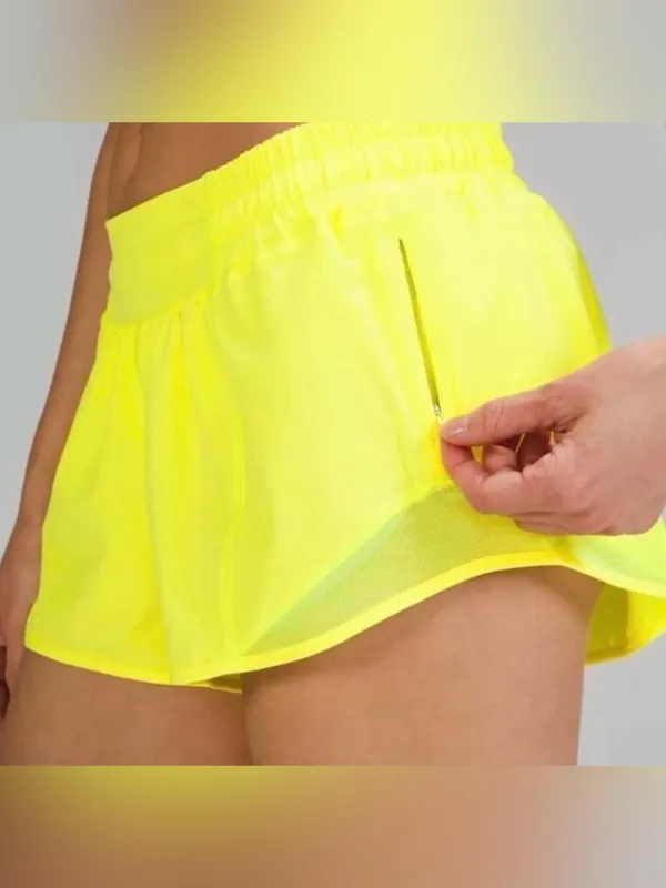 Lululemon Size 4 Hotty Hot 4" HR Electric Lemon Running Shorts - Image 2