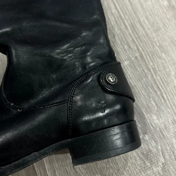 Frye Melissa Black Button Back Zip Leather Riding Boots Size 7 - Image 3
