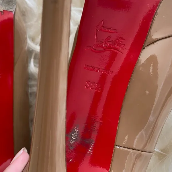 Christian Louboutin Camel Patent Bianca High Heels - Image 7