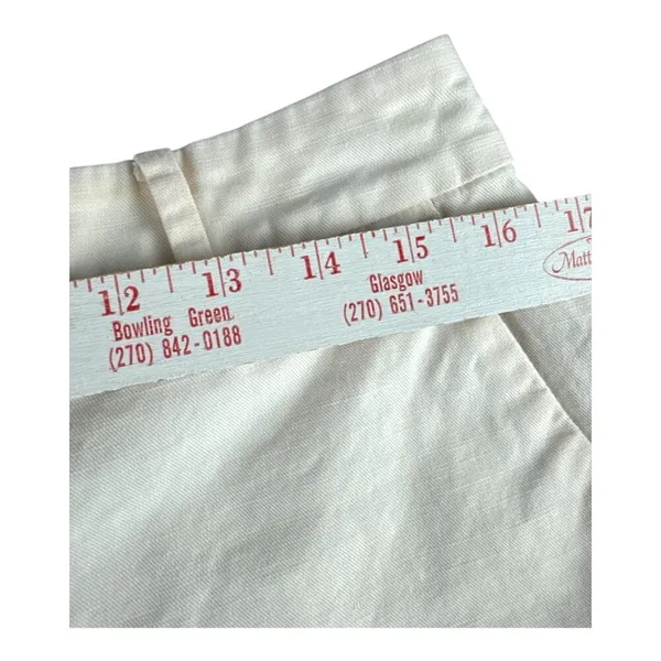 LOFT Ivory Wide Leg High Rise Trouser Pants Cotton Cuffed Office Siren Size 8 - Image 7