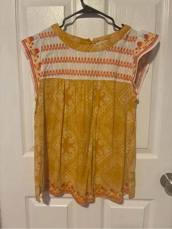 Savanna Jane yellow colorful top blouse style 18374 size large - Image 2