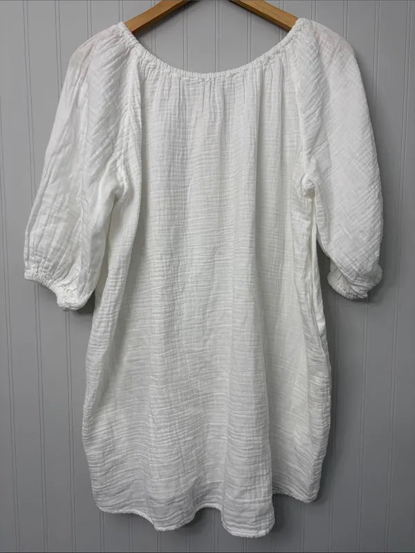 Little Moon Aritzia Off Shoulder Air Plush Cotton Fig Mini Dress Women XS White - Image 8