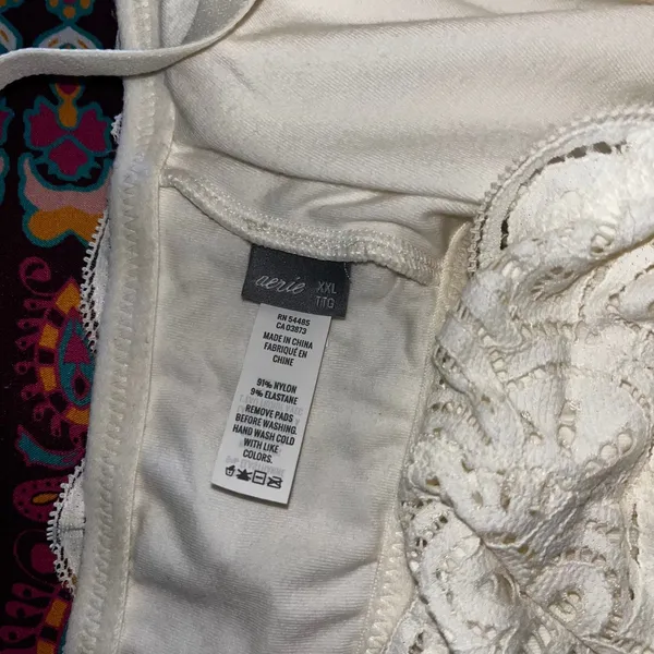 NWOT Aerie Lace Trim Bralette White Full Coverage‎ Comfort Lounge Bra Size XXL - Image 4