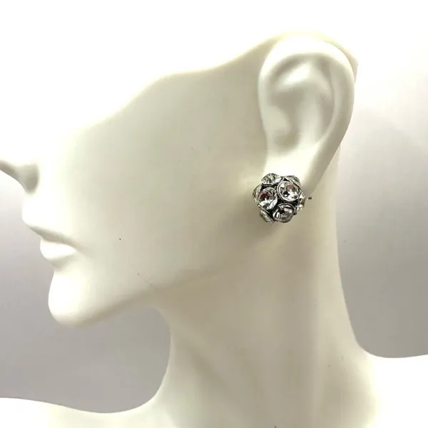 Rhinestone disco ball post earrings Silver - Image 6