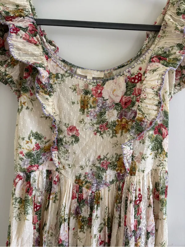 LOVESHACKFANCY EXLEY MIDI SHINNING JEMSTONE DRESS floral cottagecore lace - Image 5