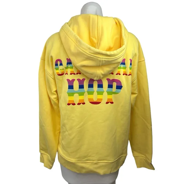 Terez Yellow Mushroom Rainbow Graphic Hoodie Hooded Jacket Sweatshirt Top Size S - Image 2
