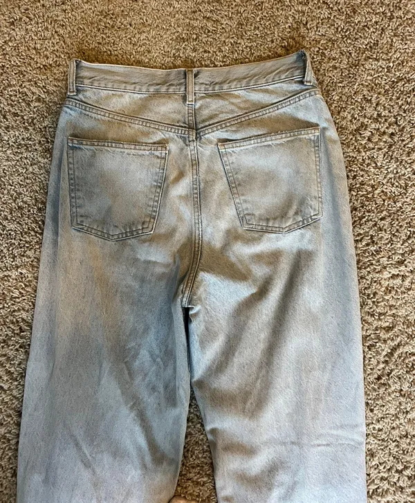 ZARA Light Wash Wide Leg High Waisted Ripped Jeans - Image 10