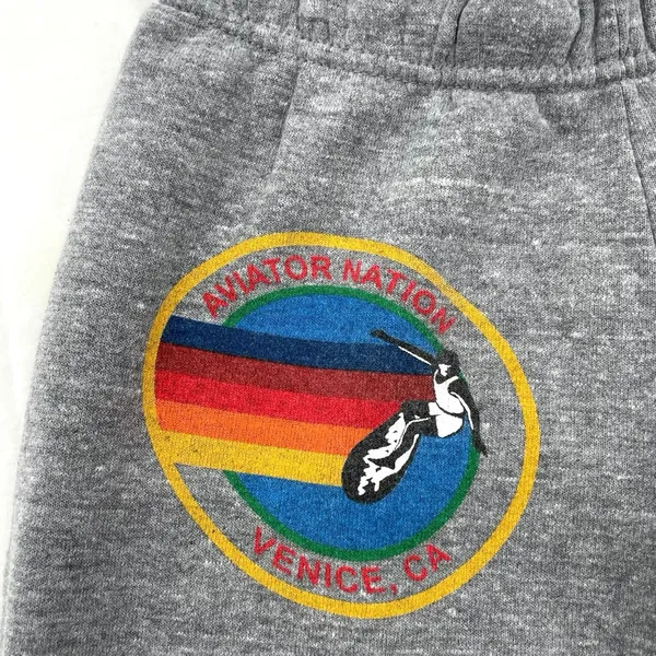 Aviator Nation Gray Rainbow Spellout Logo Sweatpants Casual Lounge Sweat Size XS - Image 5