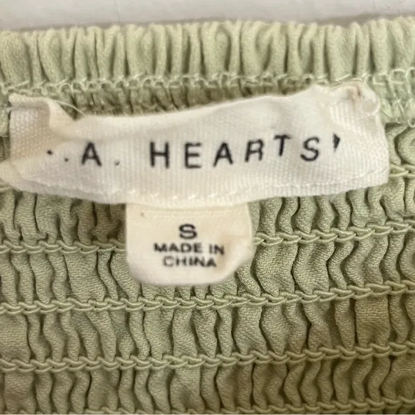 LA Hearts Green Cotton Smocked Ruffle Long Sleeve Babydoll‎ Crop Top Small - Image 7