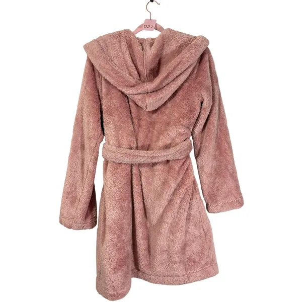 UGG Aarti Hooded Fleece Robe Dusk Pink 1121091 Plush Loungewear M - Image 7