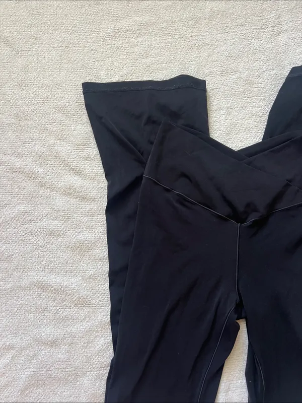 Aerie Black High-Waisted Crossover "Real Me" Flare Leggings - Image 2