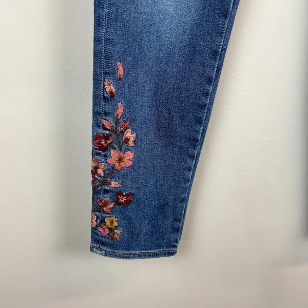Driftwood Jackie Floral Embroidered High Rise Skinny Jeans‎ Womens 28 Blue Ankle - Image 7