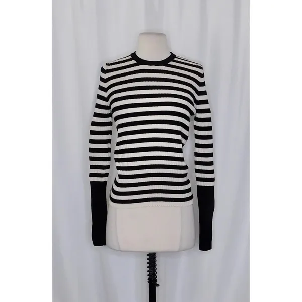ATM Anthony Thomas Melillo Striped Ribbed Knit Merino Wool Sweater Large - Image 2