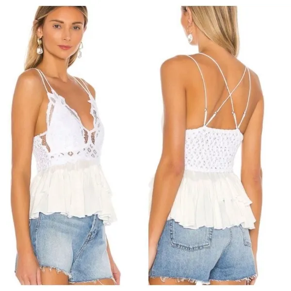 NWT Free‎ People Adella Lace Cami women's sz S white - Image 3