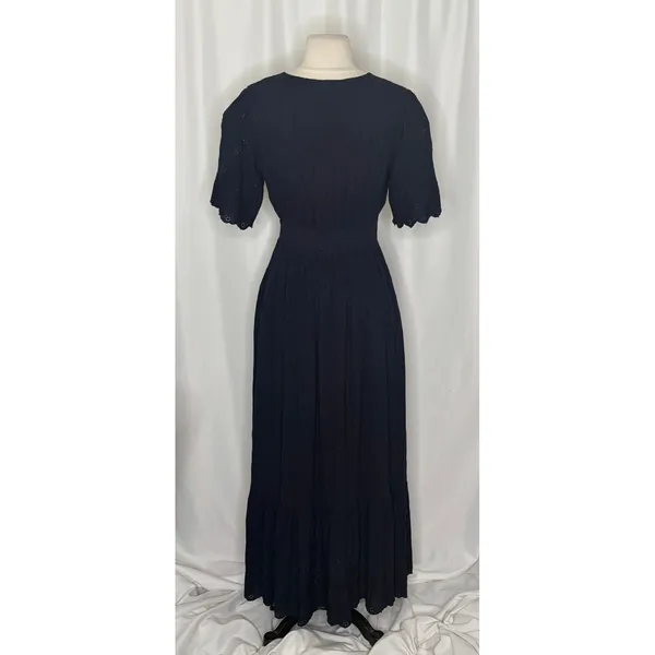 BODEN Broderie Floral Anglaise Eyelet Maxi Dress Navy Blue Embroidered US 2 - Image 10