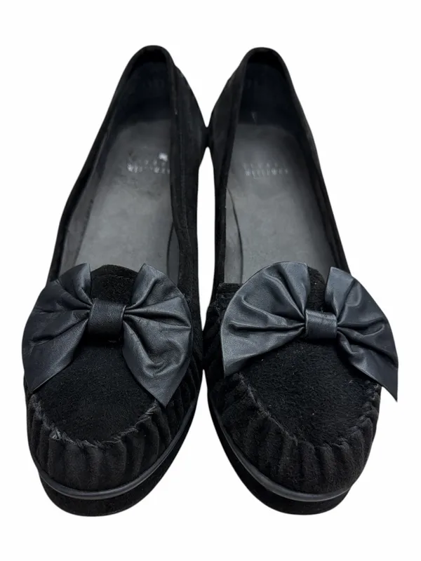 Stuart Weitzman Black Suede Bow Loafer Pumps - Image 2