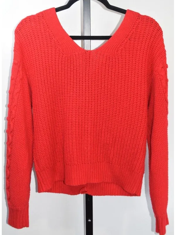 Jessica Simpson Red Cable Knit Button Front Cardigan XL - Image 2