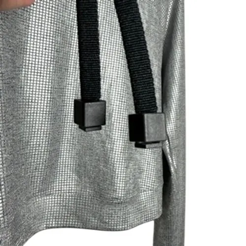 Koral Silver‎ Metallic Funnel Neck Crop Top Womens Small Athleisure Pullover - Image 4