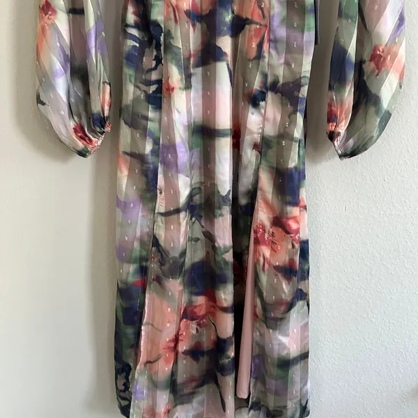 Socialite Chiffon Floral Midi Dress Womens Medium Side Slit‎ Party Guest Spring - Image 13