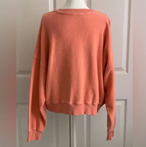 Aerie Rib Oversized Sweatshirt Peach - Image 2