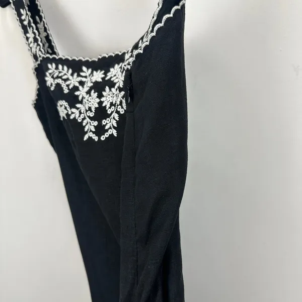 J.Crew Embroidered Linen Shift Dress Mini Boho Resort Vacation Black US 4 NWT - Image 9