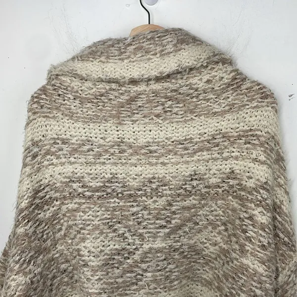 Sleeping On Snow Sweater Womens Beige Cardigan Open Asymmetrical Flowy XS - Image 8
