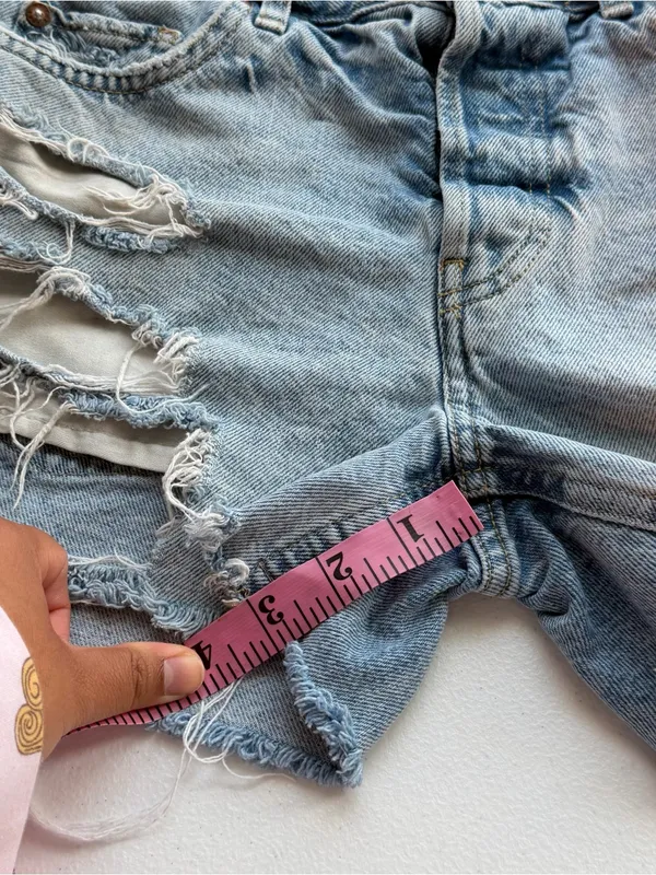 Free People Light Wash Distressed Denim Cutoff Shorts - Image 7