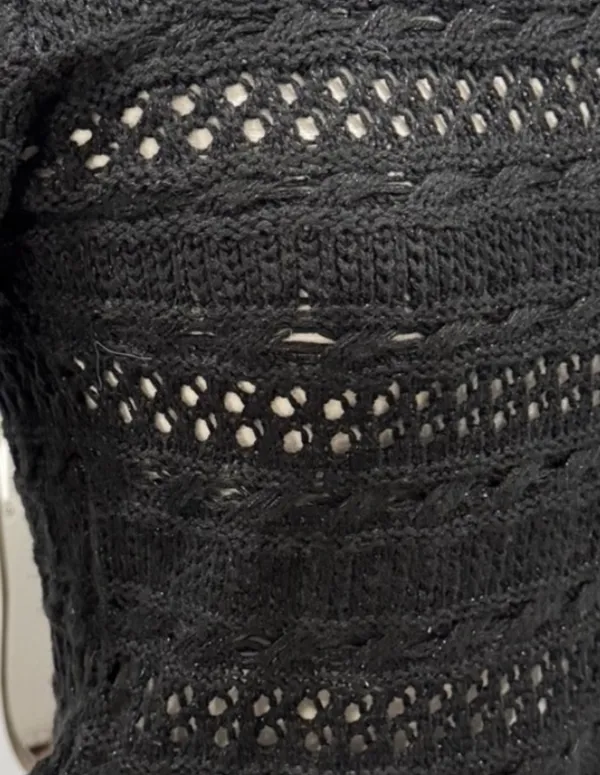 • Vintage dELiA*s Y2K Black Open-Knit Metallic Sweater - Image 3