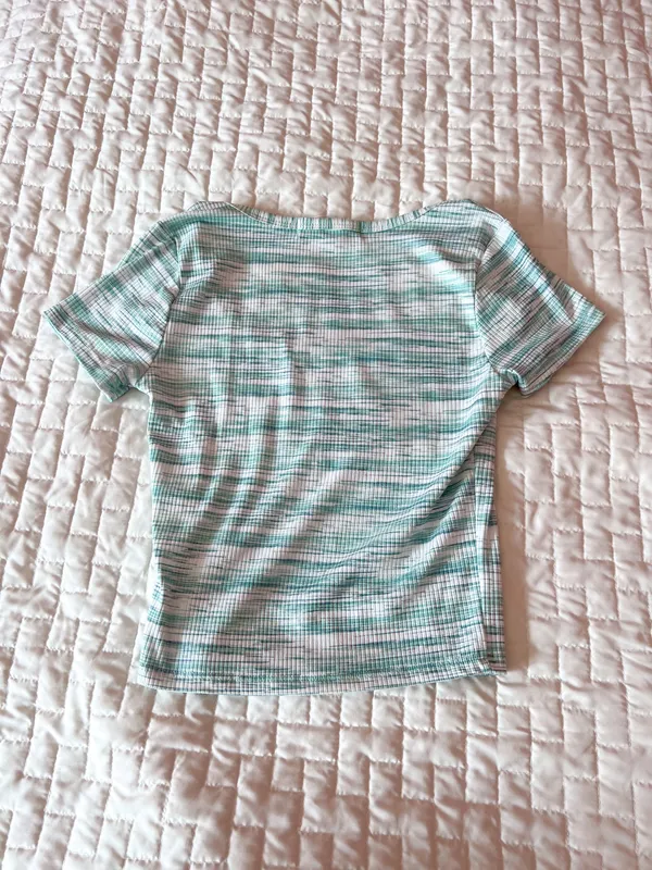Cloud Dancer Heathered Green Square Neck Top Size XS - Image 2