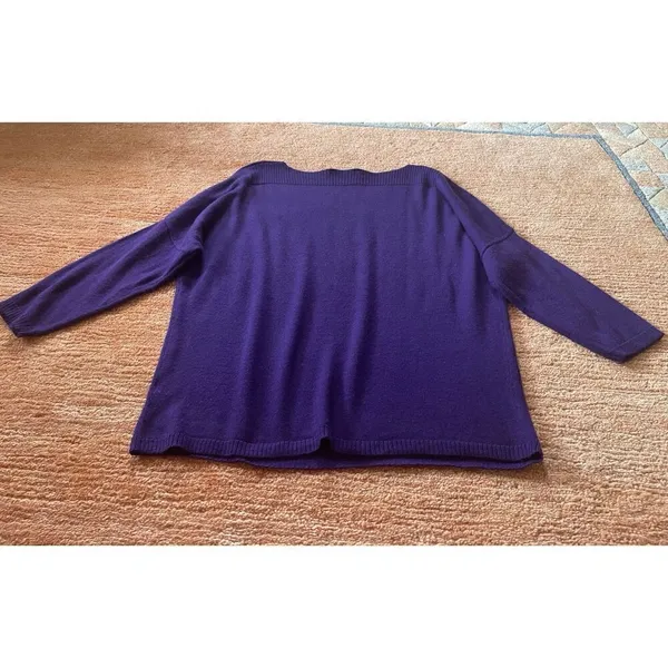 Coldwater Creek Purple Wool Blend Boatneck Cropped Sleeve Sweater Size 10-12 /M - Image 6