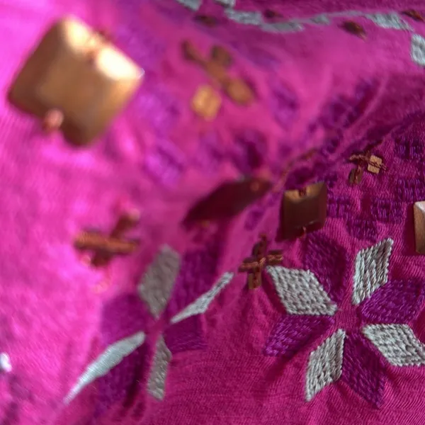 Free People top lined to waist beaded detail hot pink S - Image 5