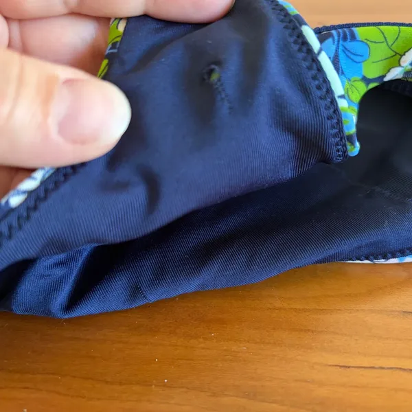 Aerie Floral Scoop Neck Bikini‎ Top Blue Green Stripe Band Medium - Image 5