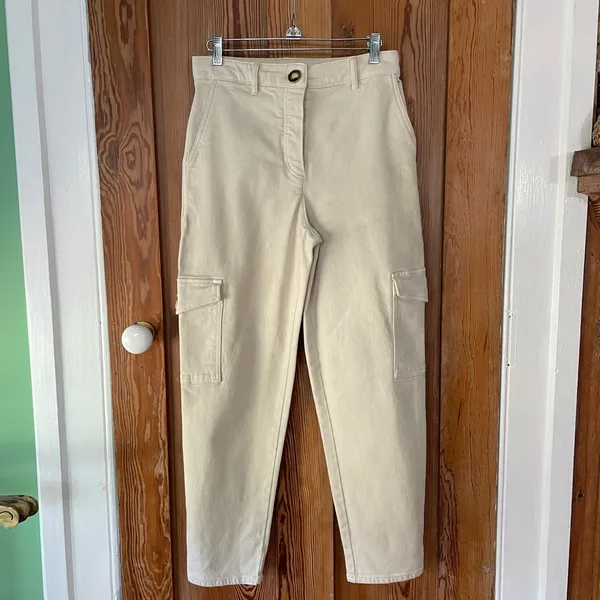 Wilfred Free Modern Cream Utility Cargo Pants Tab Hem Size 4🧡🎀 - Image 3