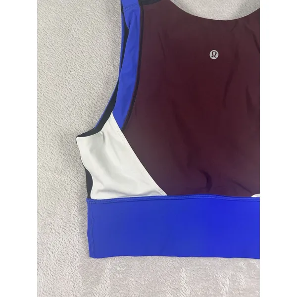 Lululemon Kick Serve Sweat Bra Black Blue Red White Sz 10 Pads Running Athletic - Image 3